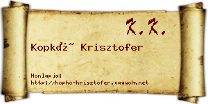 Kopkó Krisztofer névjegykártya